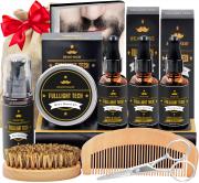 FULLLIGHT TECH Beard Kit for Men Grooming & Care W/Beard Wash,3 Packs Beard Oil,Beard Balm Comb,Brush Scissors,Beard Care Gifts for Men Him Husband